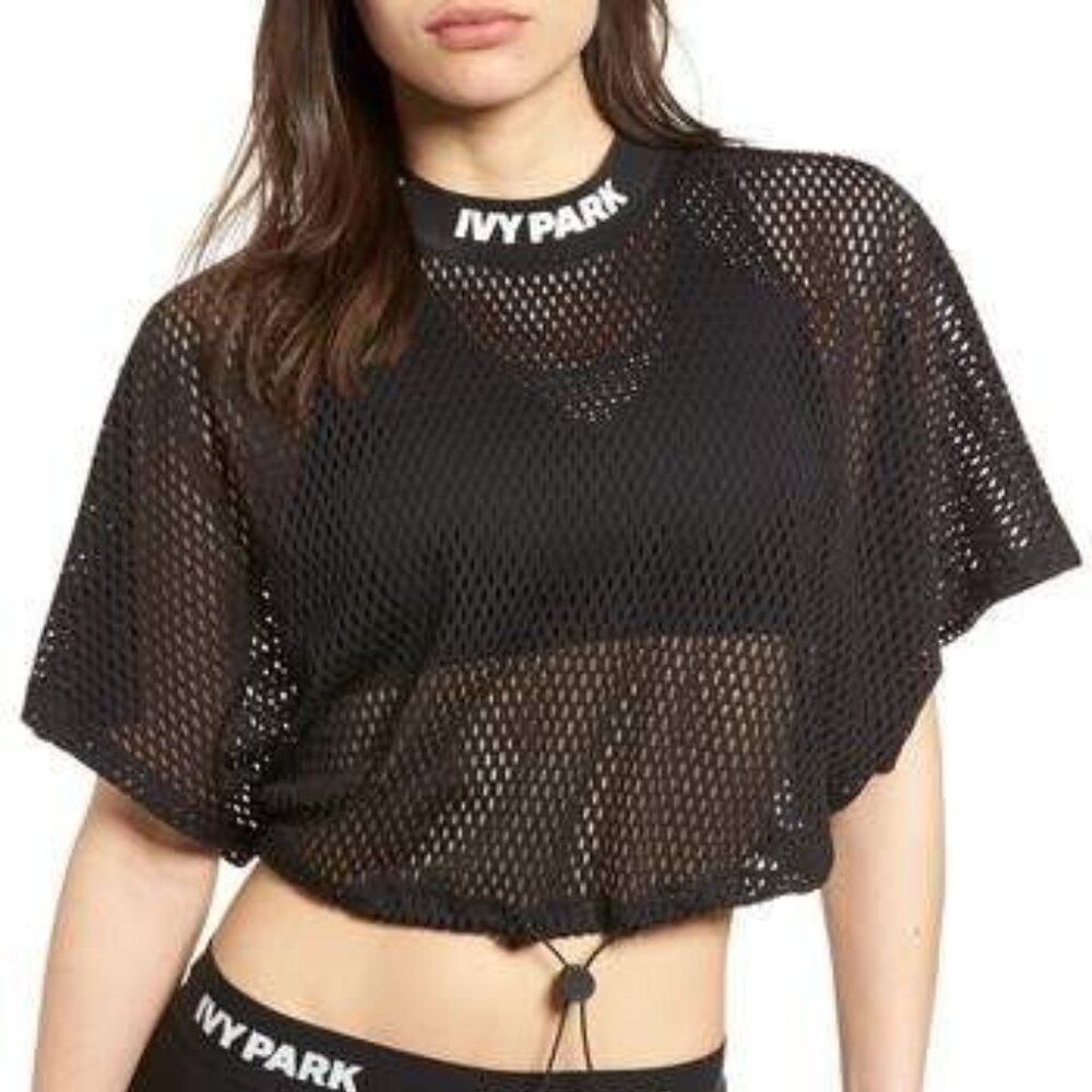 Ivy Park Drawcord Mesh Crop Top